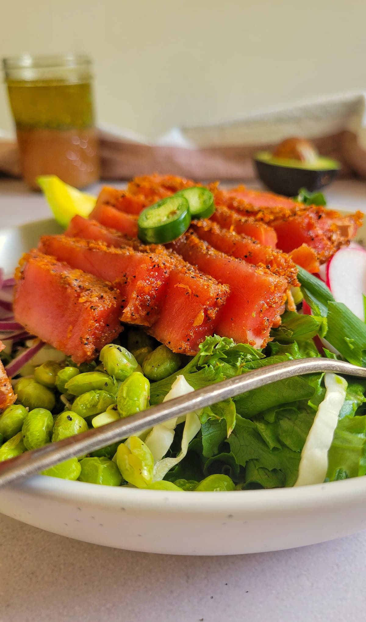 Gourmet Ahi Tuna Salad: Zesty Dressings & Fresh Vibrant Veggies